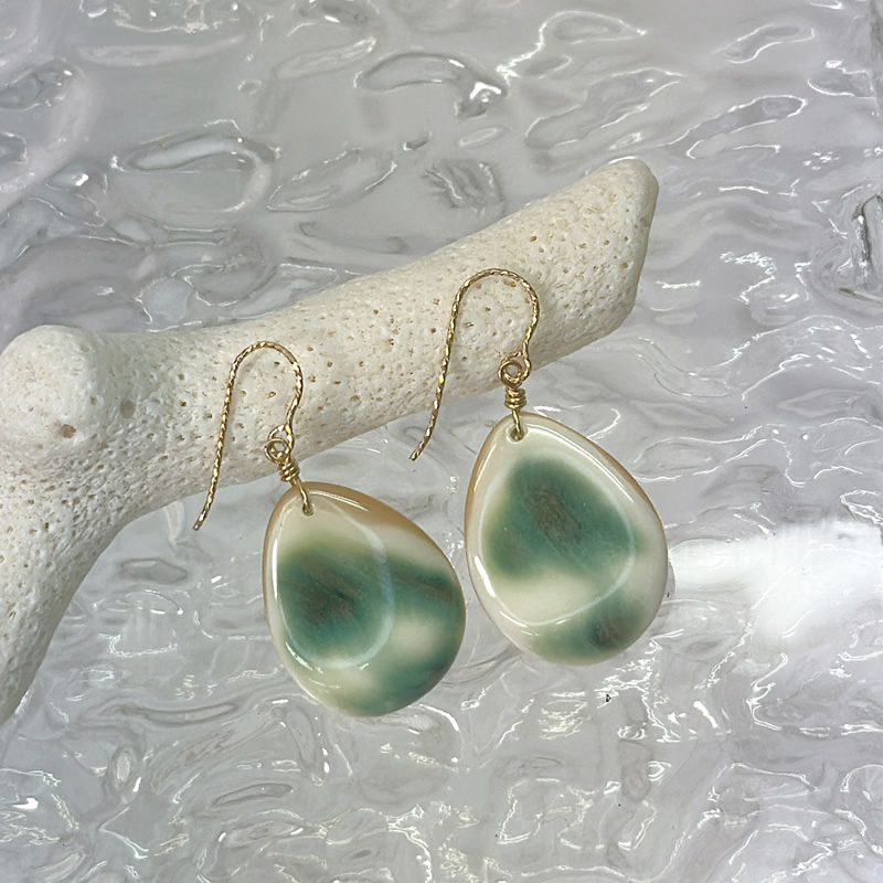 夜光貝 ドロップピアス 14KGF